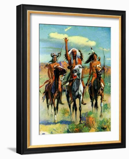 "Indians on Horseback,"November 1, 1929-Paul Strayer-Framed Giclee Print