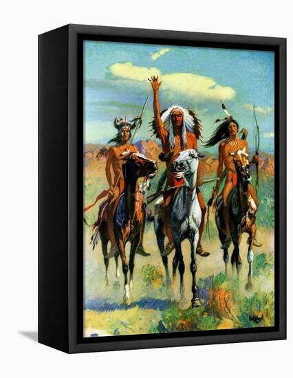 "Indians on Horseback,"November 1, 1929-Paul Strayer-Framed Premier Image Canvas