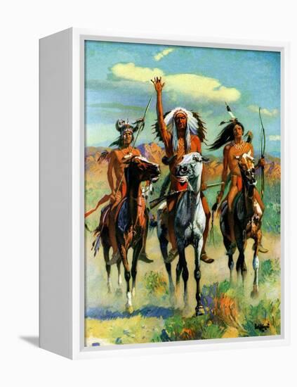 "Indians on Horseback,"November 1, 1929-Paul Strayer-Framed Premier Image Canvas