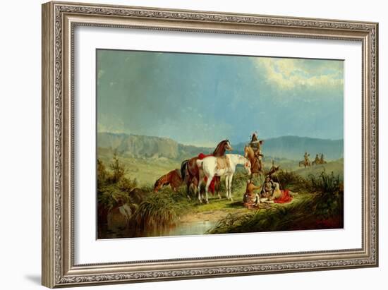 Indians Playing Cards, 1866 (Oil on Canvas)-John Mix Stanley-Framed Giclee Print