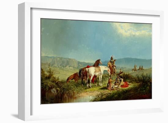 Indians Playing Cards, 1866 (Oil on Canvas)-John Mix Stanley-Framed Giclee Print