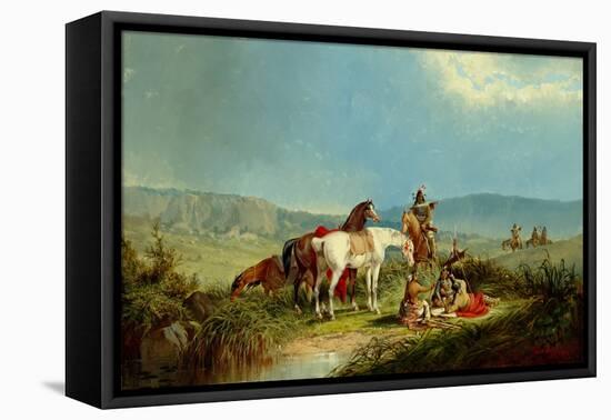 Indians Playing Cards, 1866 (Oil on Canvas)-John Mix Stanley-Framed Premier Image Canvas