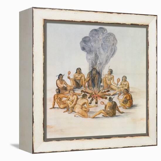 Indians Round a Fire-John White-Framed Premier Image Canvas