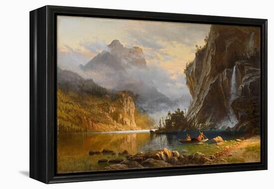 Indians Spear Fishing, 1862 (Oil on Canvas)-Albert Bierstadt-Framed Premier Image Canvas