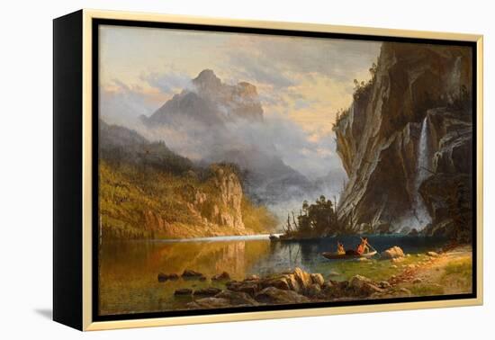 Indians Spear Fishing, 1862 (Oil on Canvas)-Albert Bierstadt-Framed Premier Image Canvas