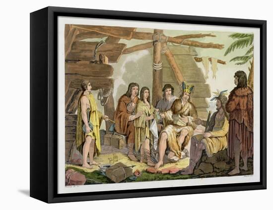 Indians Trading with La Perouse in Canada-G. Bramati-Framed Premier Image Canvas