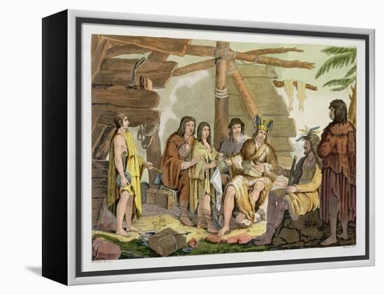 Indians Trading with La Perouse in Canada-G. Bramati-Framed Premier Image Canvas