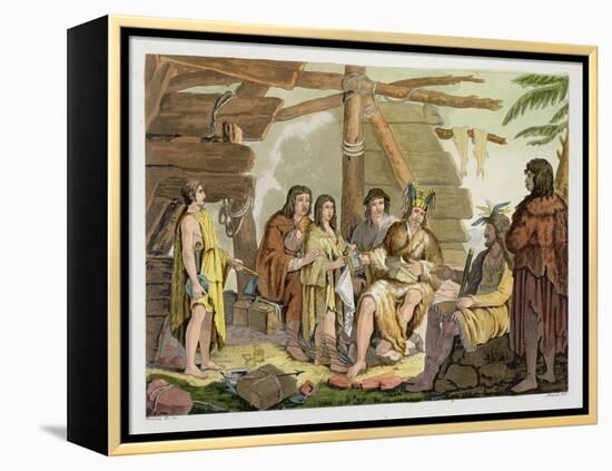 Indians Trading with La Perouse in Canada-G. Bramati-Framed Premier Image Canvas