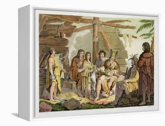 Indians Trading with La Perouse in Canada-G. Bramati-Framed Premier Image Canvas