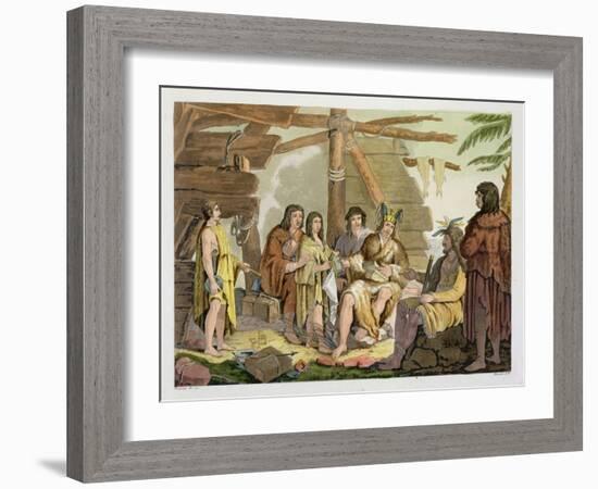 Indians Trading with La Perouse in Canada-G. Bramati-Framed Giclee Print