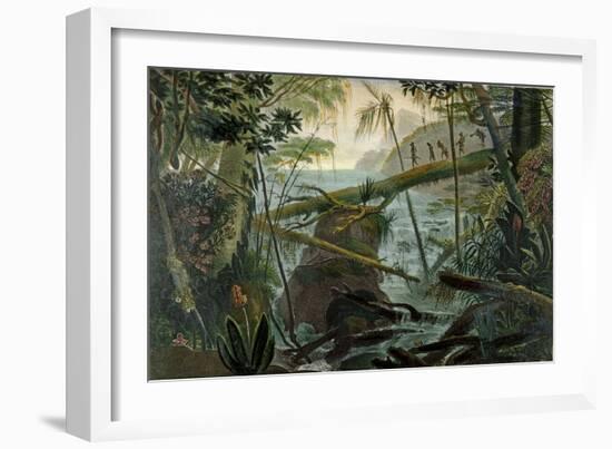 Indians Using a Fallen Tree-Trunk to Cross the Rio Paraiba Do Sul-Jean Baptiste Debret-Framed Giclee Print