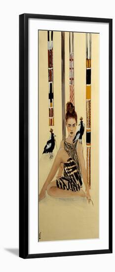 Indigenous Australian Woman with Magpies and Ceremonial Poles, 2016-Susan Adams-Framed Giclee Print