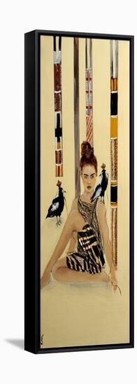 Indigenous Australian Woman with Magpies and Ceremonial Poles, 2016-Susan Adams-Framed Premier Image Canvas