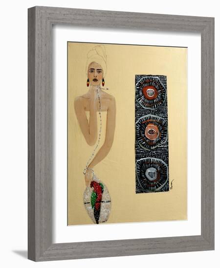 Indigenous Australian Woman with Parrot, 2016-Susan Adams-Framed Giclee Print