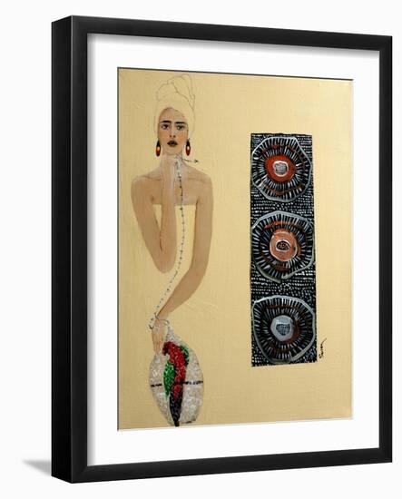 Indigenous Australian Woman with Parrot, 2016-Susan Adams-Framed Giclee Print