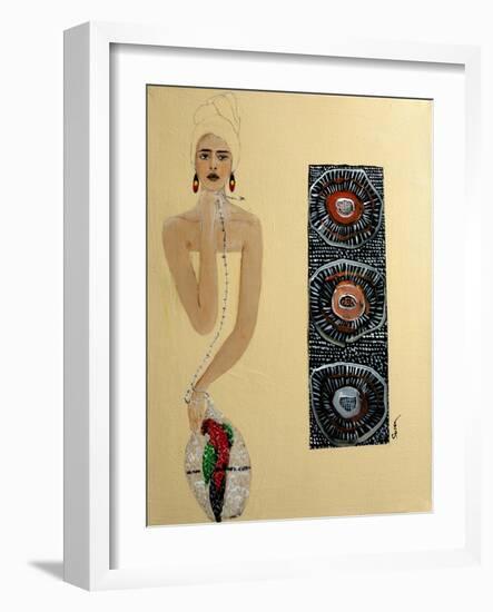 Indigenous Australian Woman with Parrot, 2016-Susan Adams-Framed Giclee Print