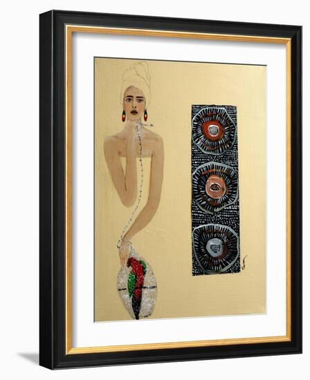 Indigenous Australian Woman with Parrot, 2016-Susan Adams-Framed Giclee Print