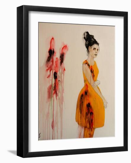 Indigenous Woman with Sturt Peas, 2016-Susan Adams-Framed Giclee Print