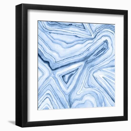 Indigo Agate Abstract I-Megan Meagher-Framed Art Print