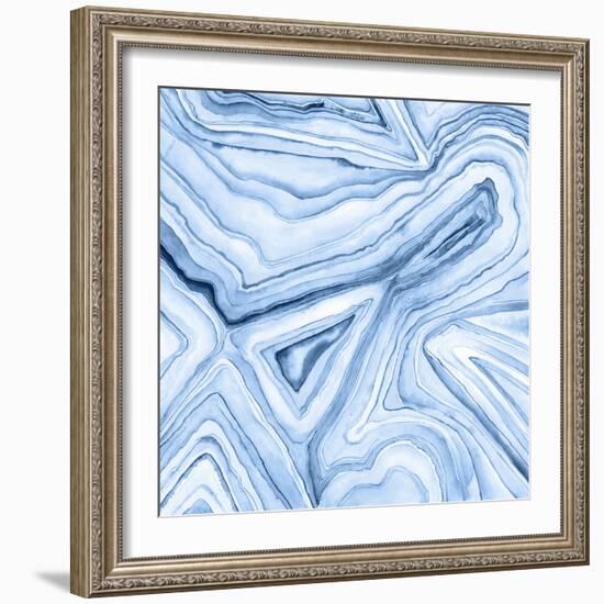 Indigo Agate Abstract I-Megan Meagher-Framed Premium Giclee Print