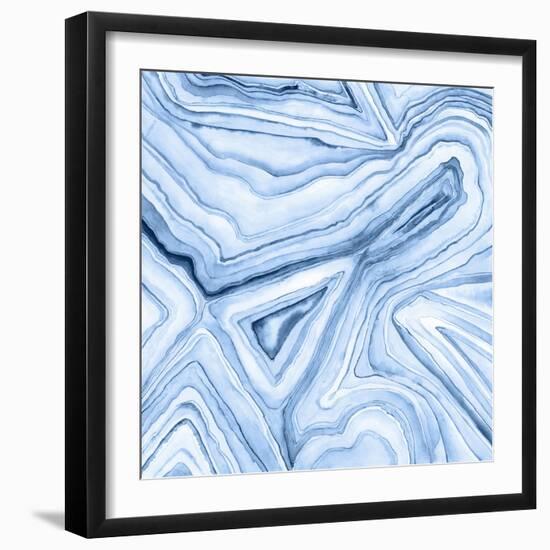 Indigo Agate Abstract I-Megan Meagher-Framed Premium Giclee Print