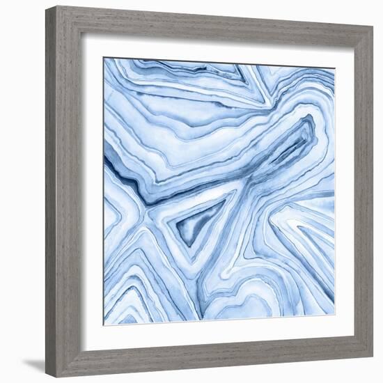 Indigo Agate Abstract I-Megan Meagher-Framed Art Print