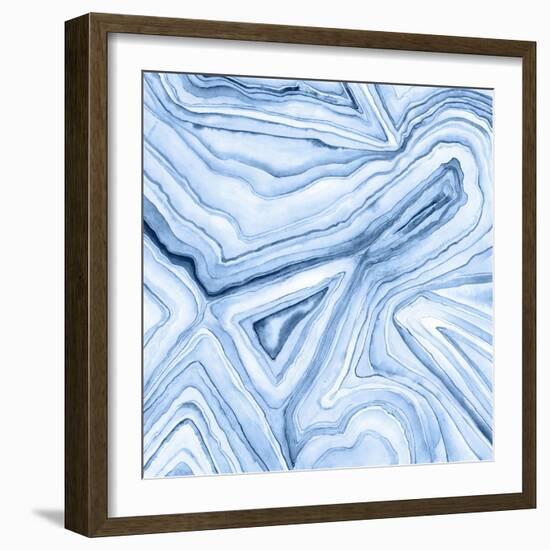 Indigo Agate Abstract I-Megan Meagher-Framed Art Print