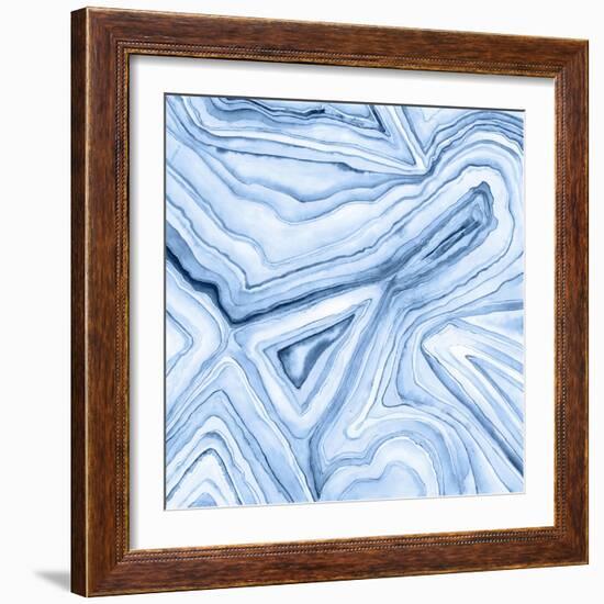 Indigo Agate Abstract I-Megan Meagher-Framed Art Print