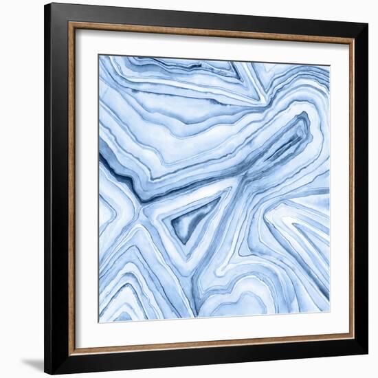 Indigo Agate Abstract I-Megan Meagher-Framed Art Print