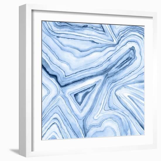 Indigo Agate Abstract I-Megan Meagher-Framed Art Print