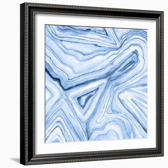 Indigo Agate Abstract I-Megan Meagher-Framed Art Print