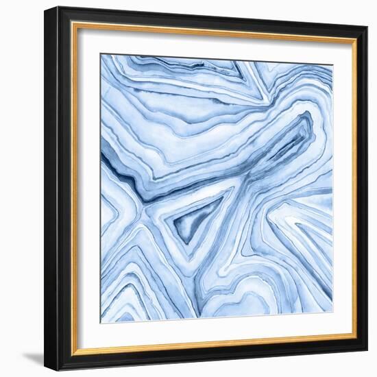 Indigo Agate Abstract I-Megan Meagher-Framed Art Print