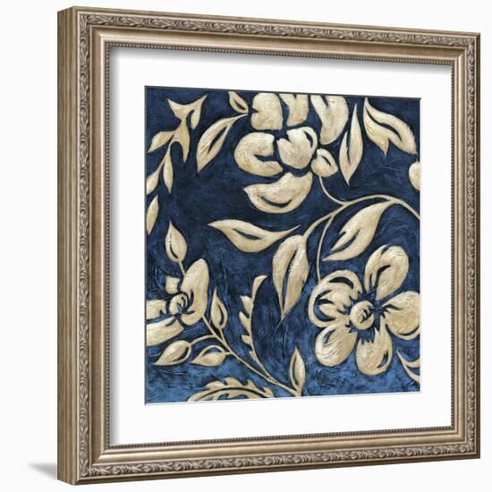 Indigo and Cream Brocade I-Chariklia Zarris-Framed Art Print