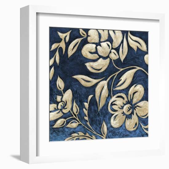 Indigo and Cream Brocade I-Chariklia Zarris-Framed Art Print