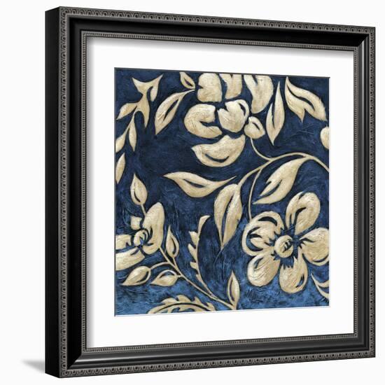 Indigo and Cream Brocade I-Chariklia Zarris-Framed Art Print