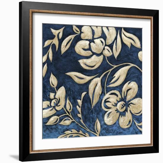 Indigo and Cream Brocade I-Chariklia Zarris-Framed Art Print