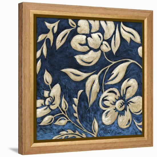 Indigo and Cream Brocade I-Chariklia Zarris-Framed Stretched Canvas