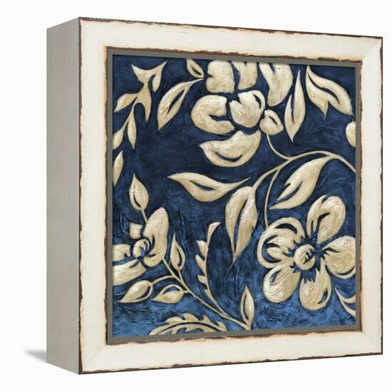 Indigo and Cream Brocade I-Chariklia Zarris-Framed Stretched Canvas