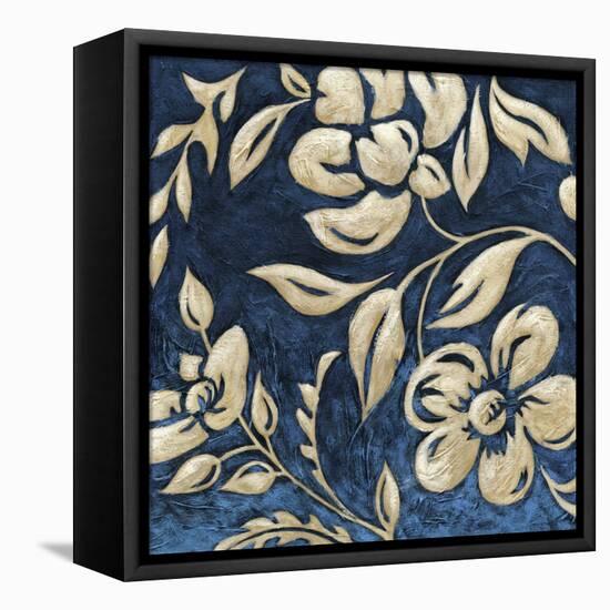 Indigo and Cream Brocade I-Chariklia Zarris-Framed Stretched Canvas