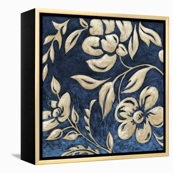 Indigo and Cream Brocade I-Chariklia Zarris-Framed Stretched Canvas