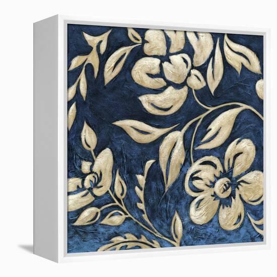 Indigo and Cream Brocade I-Chariklia Zarris-Framed Stretched Canvas