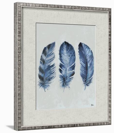 Indigo Blue Feathers II-Patricia Pinto-Framed Art Print