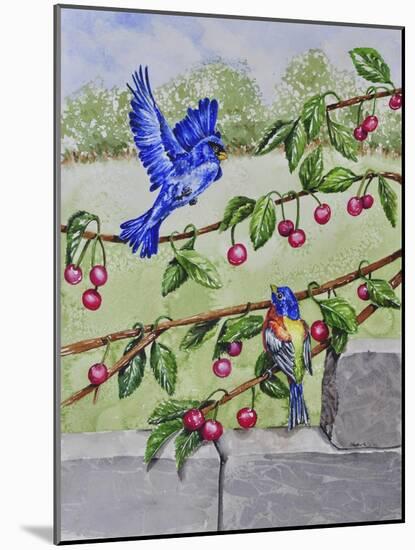 Indigo Bunting and Rainbow Bunting-Charlsie Kelly-Mounted Giclee Print