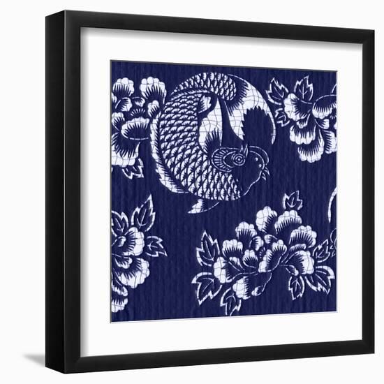 Indigo Carp Katagami II-Vision Studio-Framed Art Print