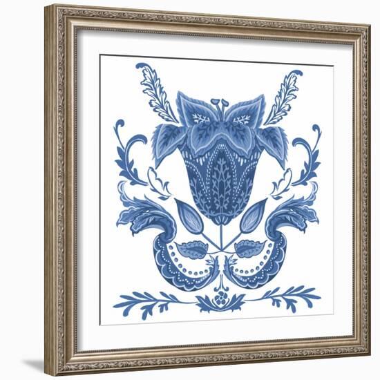 Indigo Chintz II-Melissa Wang-Framed Art Print