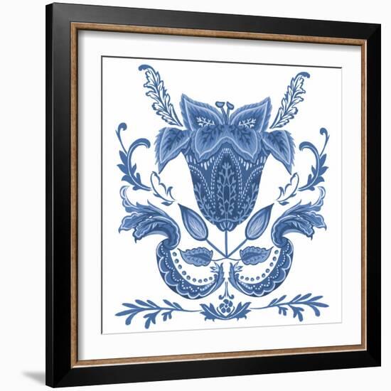 Indigo Chintz II-Melissa Wang-Framed Art Print