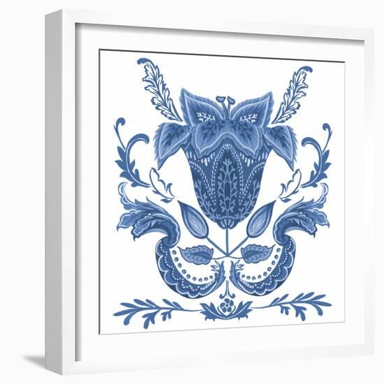 Indigo Chintz II-Melissa Wang-Framed Art Print