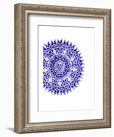 Indigo Coastal Pattern-Jace Grey-Framed Art Print