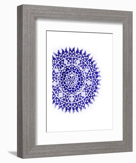 Indigo Coastal Pattern-Jace Grey-Framed Art Print