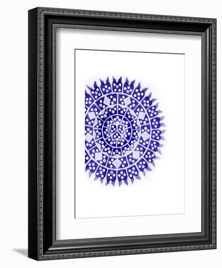 Indigo Coastal Pattern-Jace Grey-Framed Art Print